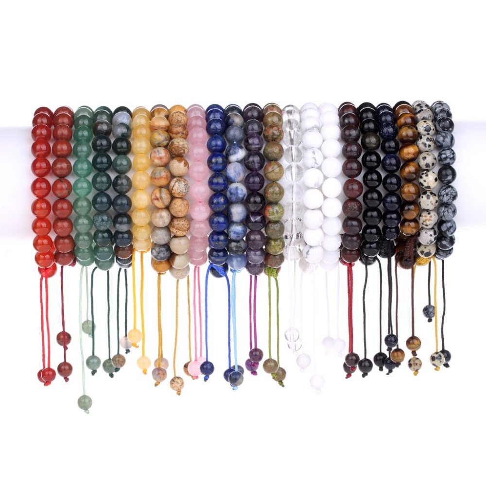 5pc 8MM BIRTHSTONE 20CM Beaded bracelet extra large size